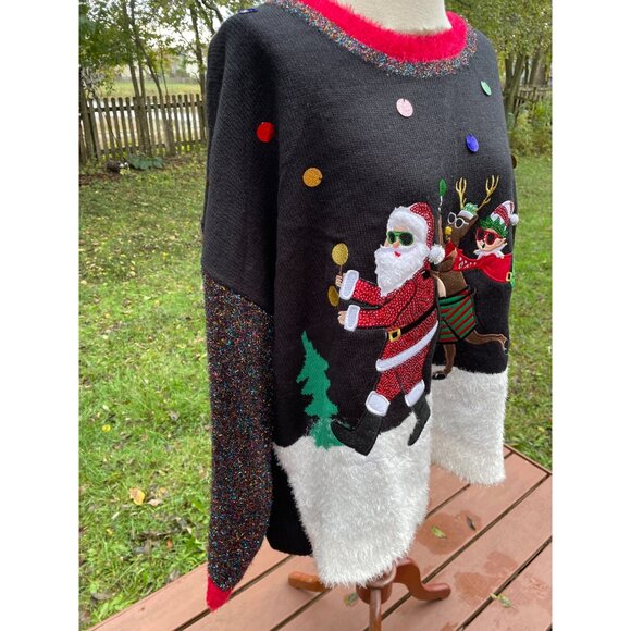 Christmas Sweater With Santa & Reindeer Design Funny Size 4X - Picture 2 of 9